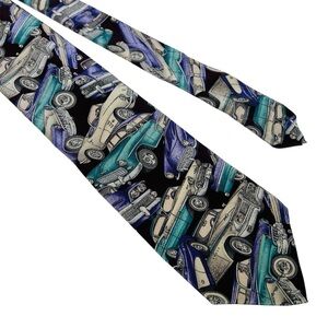 Vintage Multicolor Car Design Tie